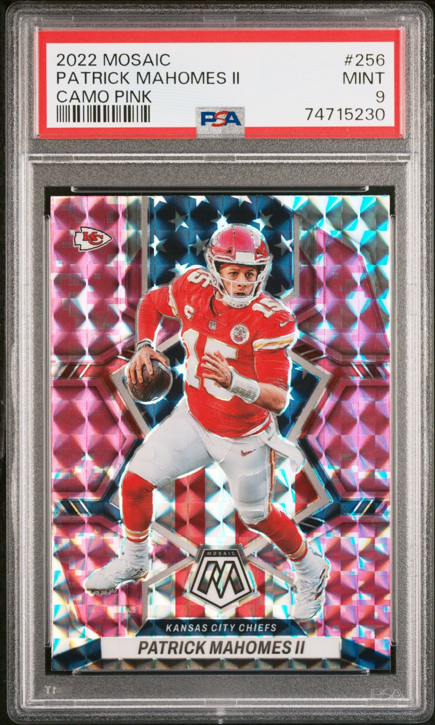 2020 Panini Mosaic Camo Pink Prizm 1 Patrick Mahomes II PSA 