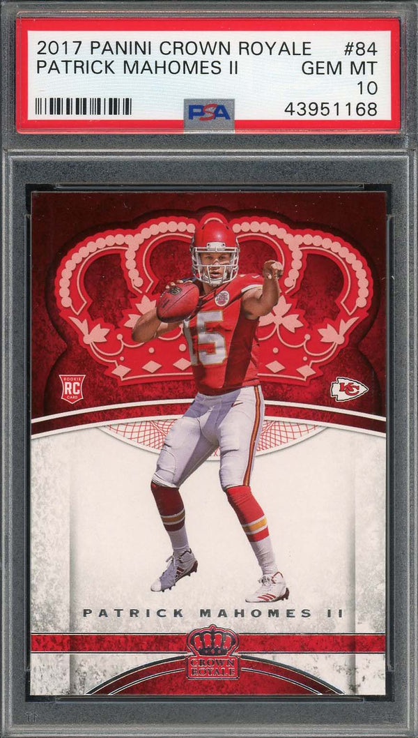 Patrick Mahomes 2017 Panini Crown Royale Football Rookie Card #84 Grad ...