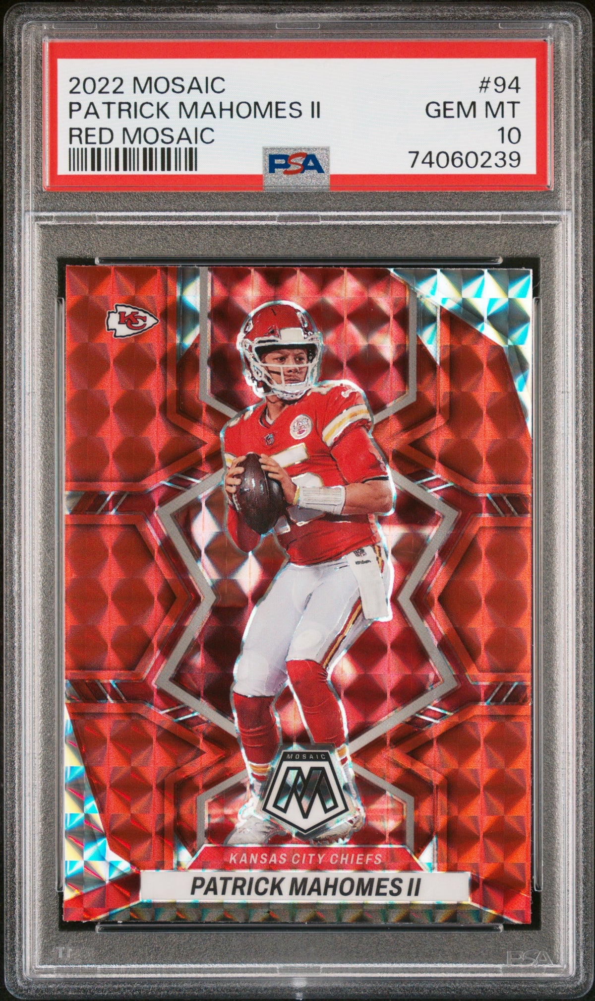 Patrick Mahomes 2021 Panini Prizm Red Ice Football Card #190 Graded PS