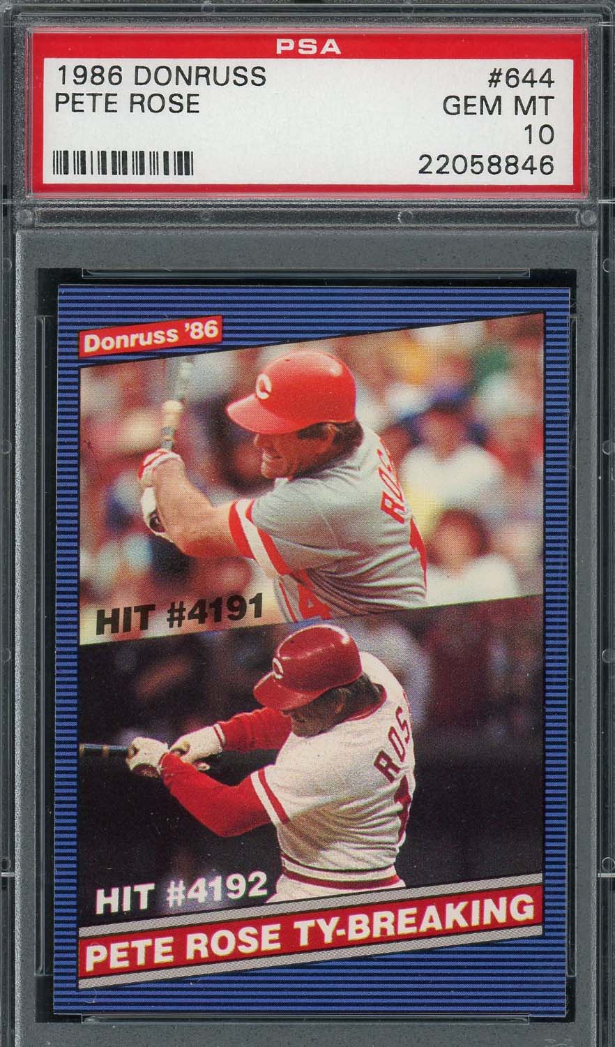Pete Rose 1986 Donruss Baseball Card 644 classé PSA 10 Powers Sports