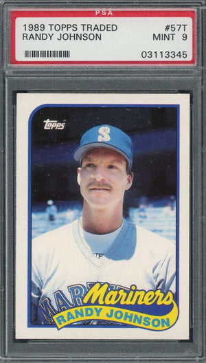 Randy Johnson 1989 Topps Traded Baseball Rookie Card RC #57T Graded PSA 9-Powers Sports Memorabilia