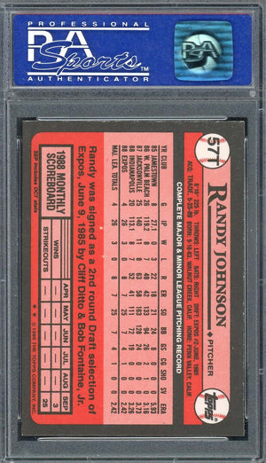 Randy Johnson 1989 Topps Traded Baseball Rookie Card RC #57T Graded PSA 9-Powers Sports Memorabilia