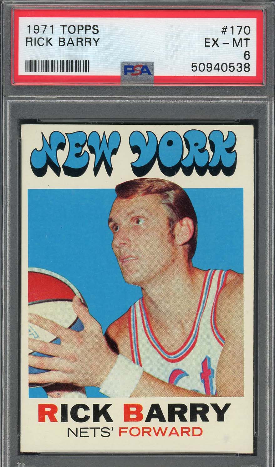 Rick Barry 1971 Topps Basketball Rookie Card #170 Graded PSA 6-Powers Sports Memorabilia