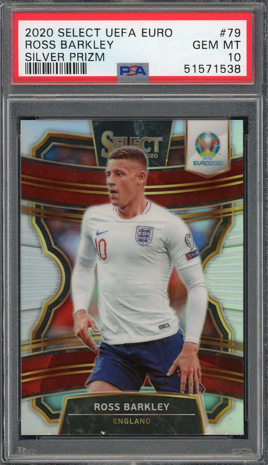 Ross Barkley 2020 Select UEFA Euro Silver Prizm Soccer Card #79 PSA 10