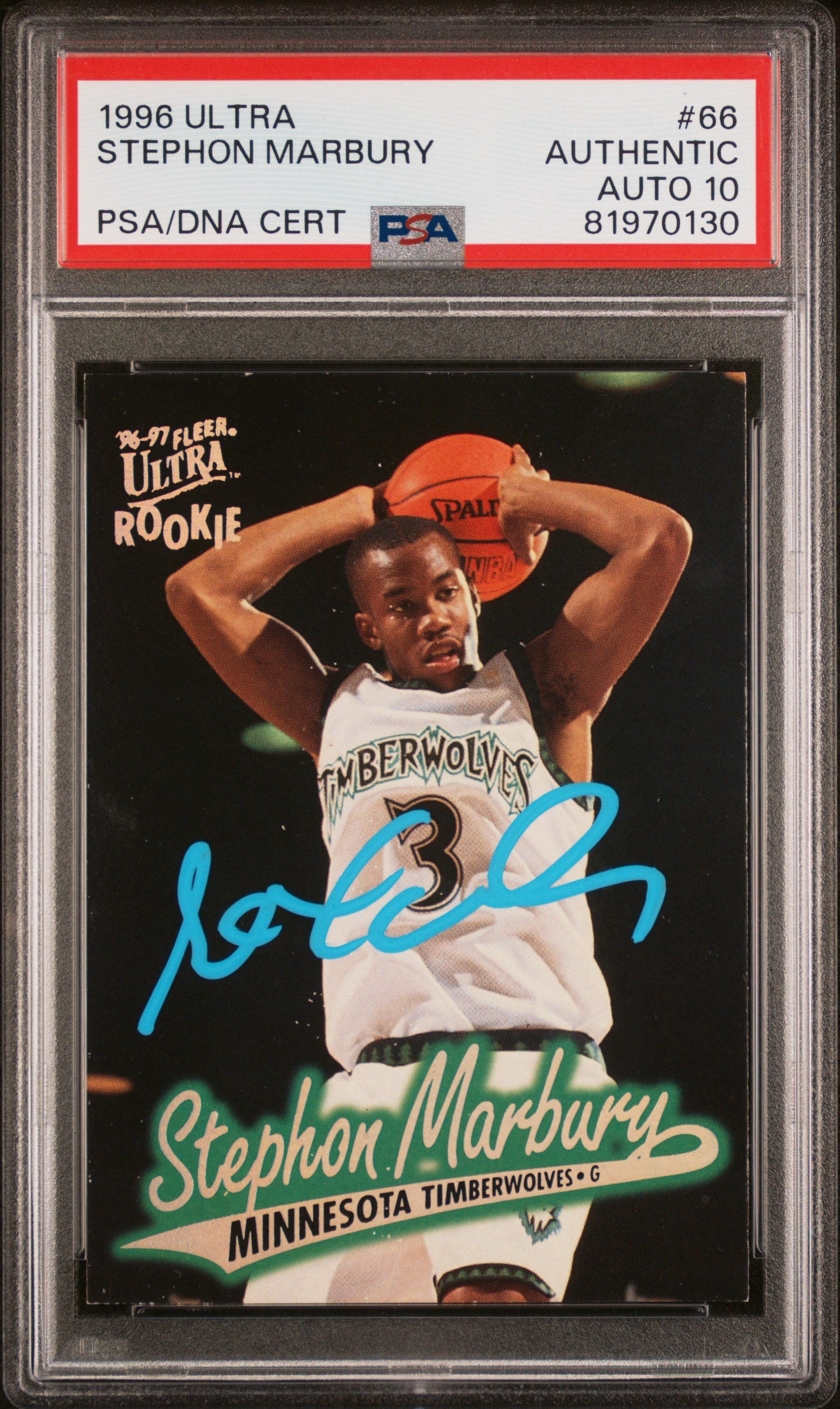 Stephon Marbury 1996 Fleer Ultra Signed Rookie Card #66 Auto PSA 10 81