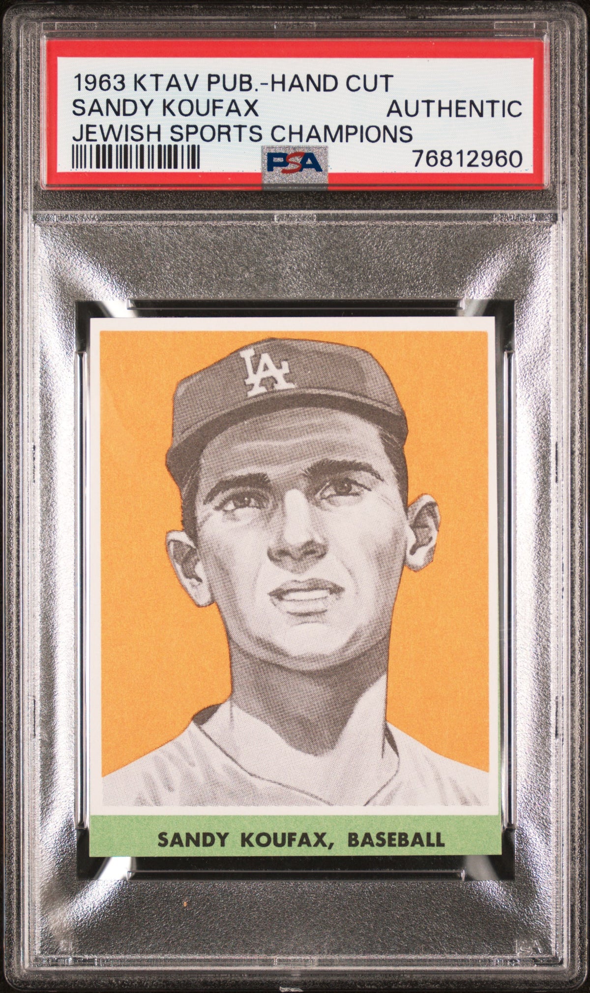 Sandy Koufax 1963 KTAV Carte de baseball sportive juive coupée à la ma