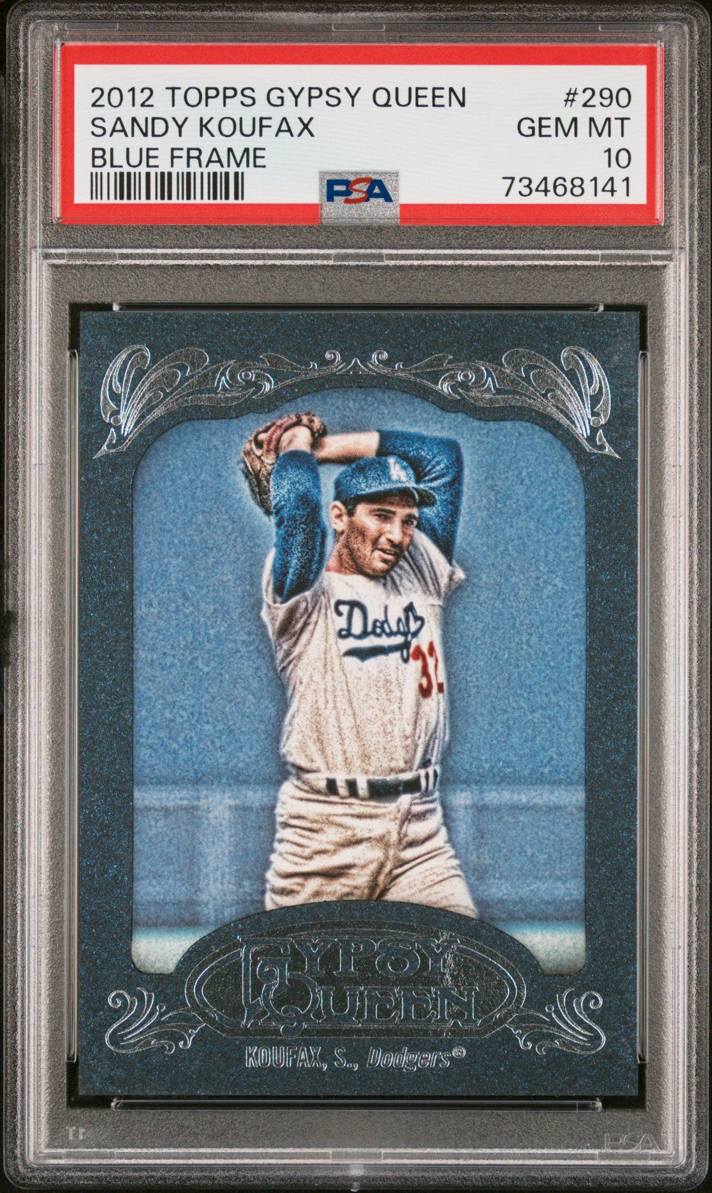 Sandy Koufax 2012 Topps Gypsy Queen Blue Frame Baseball Card #290 Graded PSA 10-Powers Sports Memorabilia