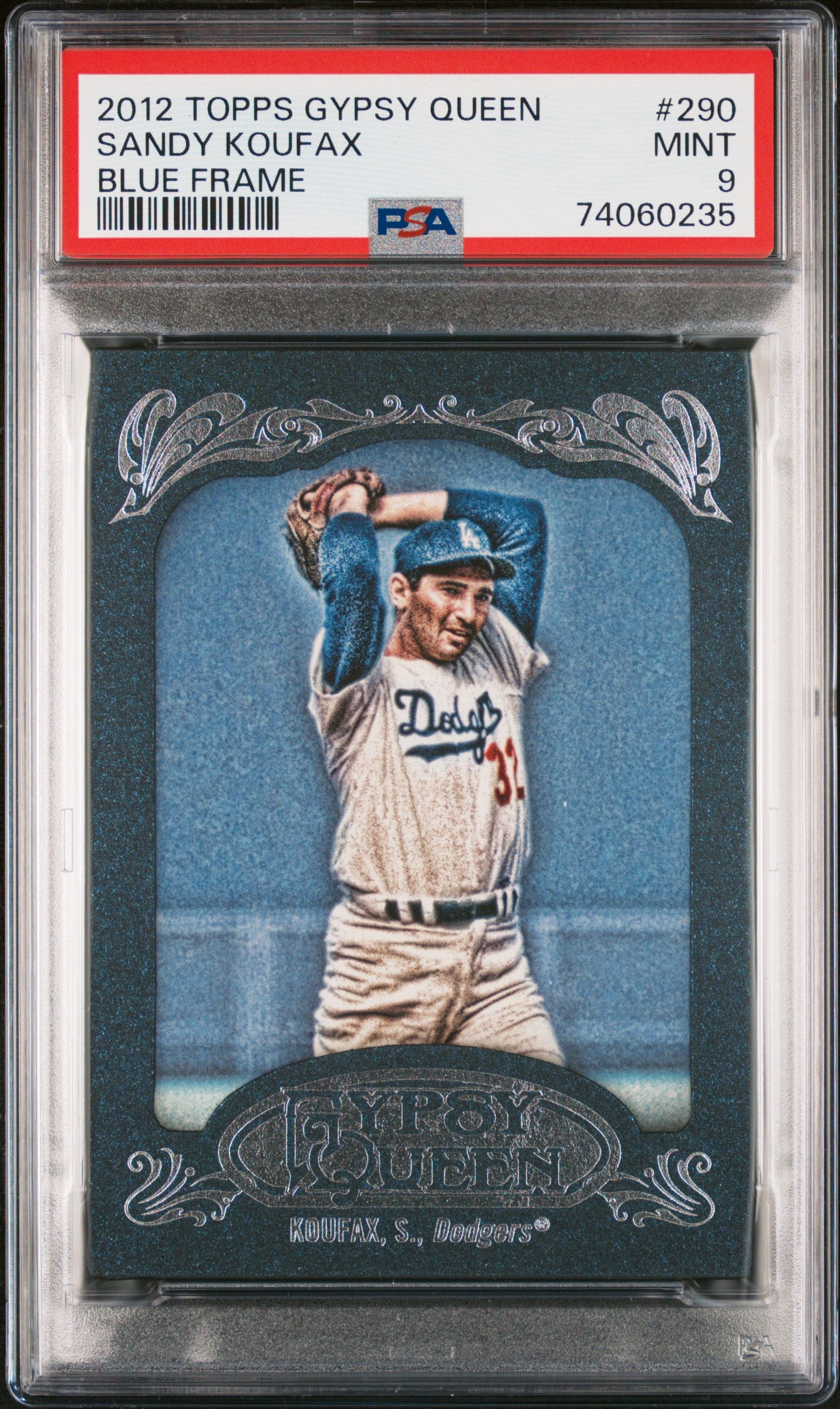 Sandy Koufax 2012 Topps Gypsy Queen Blue Frame Baseball Card #290 Graded PSA 9-Powers Sports Memorabilia