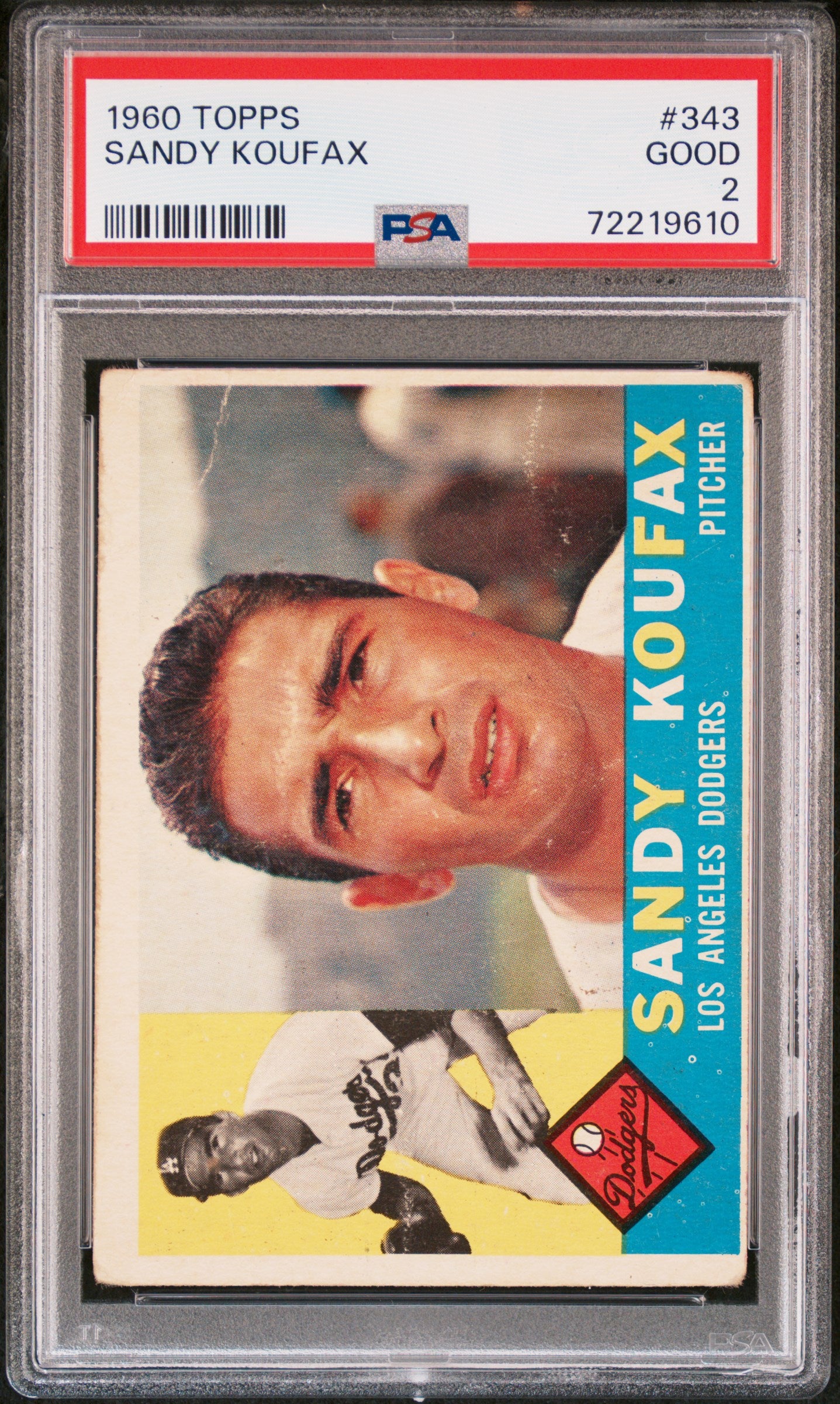 Sandy Koufax 1960 Topps Baseball Card #343 Graded PSA 2 72219610-Powers Sports Memorabilia