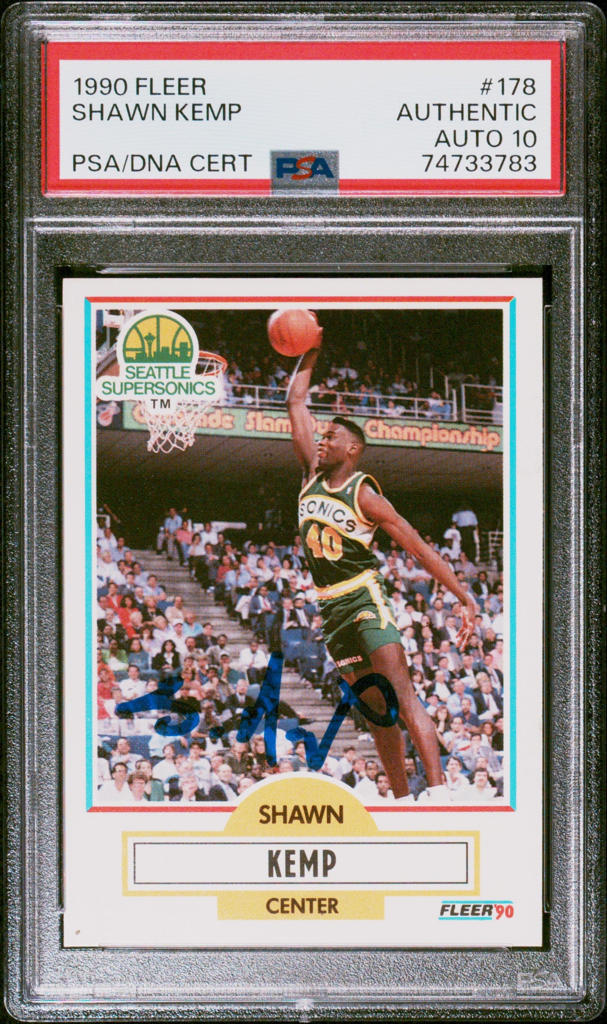 Shawn Kemp 1990 Fleer Basketball Signed Rookie Card RC 178 Auto Grade Powers Sports Memorabilia