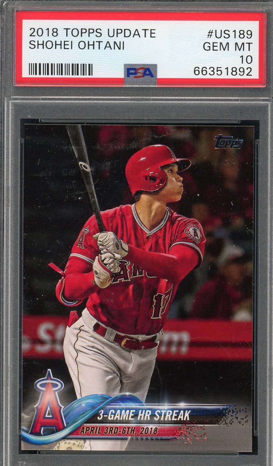 Shohei Ohtani 2018 Topps Update Baseball Rookie Card #US189 Graded PSA 10