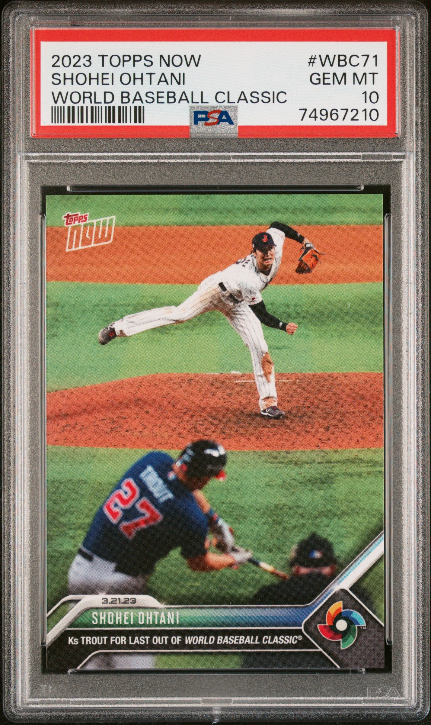 Shohei Ohtani 2023 Topps Now World Baseball Classic Card #WBC71 Graded PSA  10