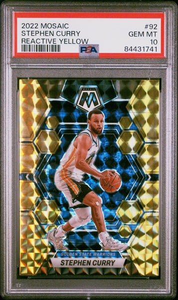 Stephen Curry 2022 Panini Mosaic Reactive Yellow Basketball Card #92 P