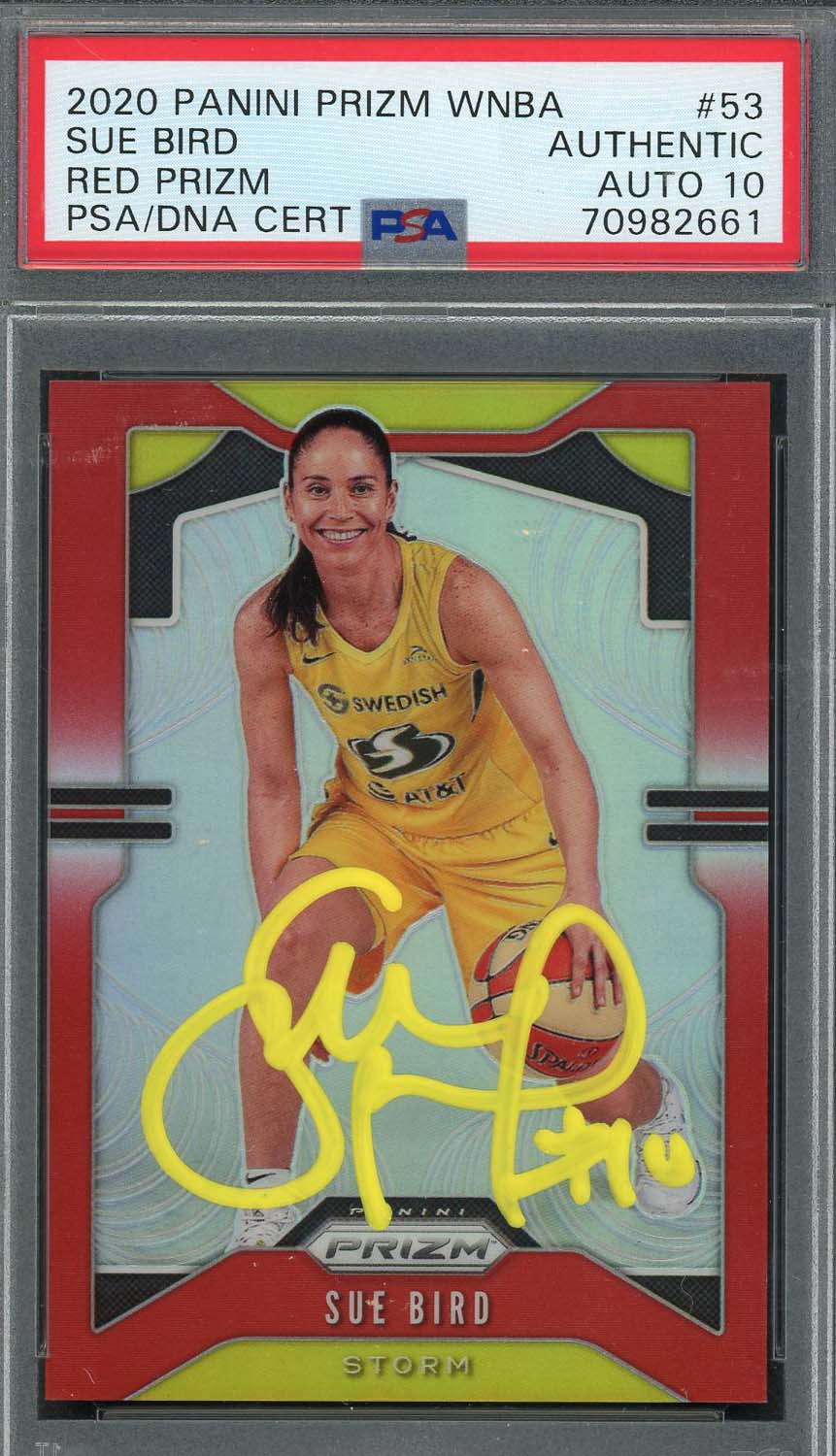 Sue Bird 2020 Panini Red Prizm WNBA Card #53 Auto Graded PSA 10 70982661-Powers Sports Memorabilia