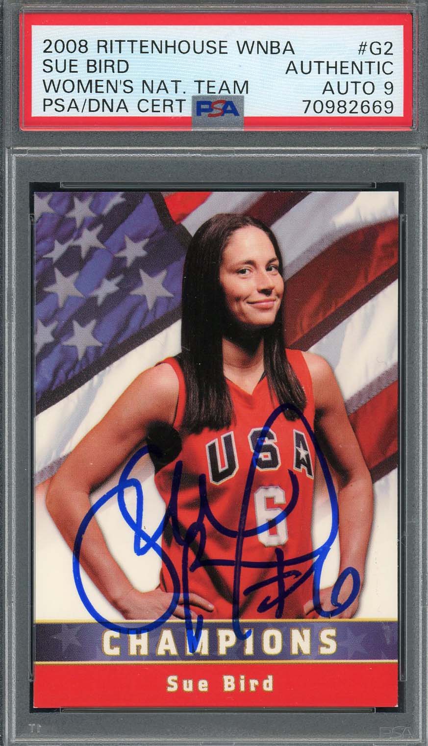 Sue Bird 2008 Rittenhouse WNBA USA Signed Card #G2 Auto Graded PSA 9 70982669-Powers Sports Memorabilia