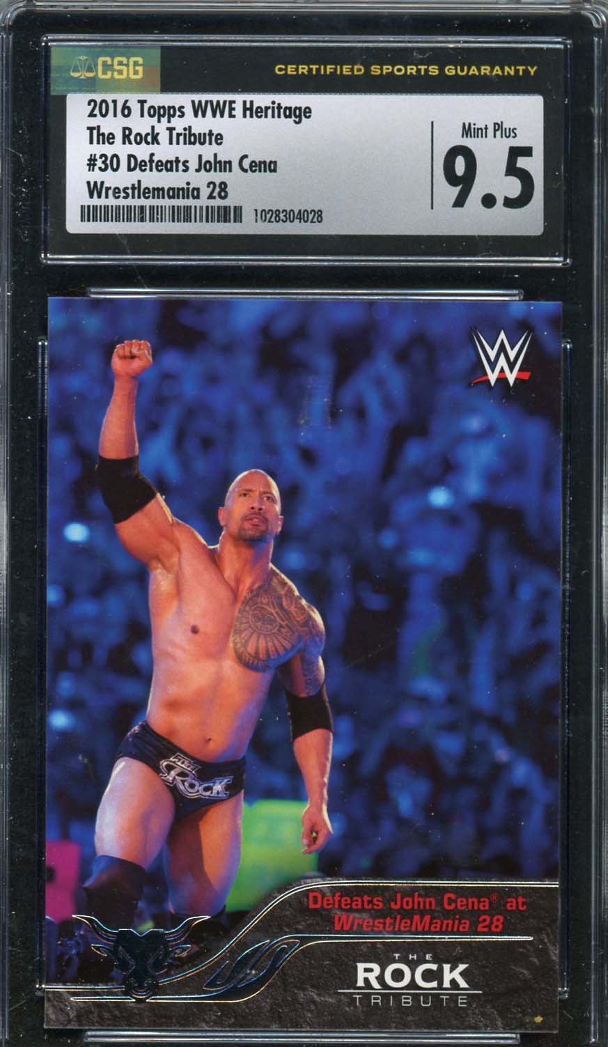 The Rock Dwayne Johnson 2016 Topps WWE John Cena Wrestling Card Graded CSG 9.5-Powers Sports Memorabilia