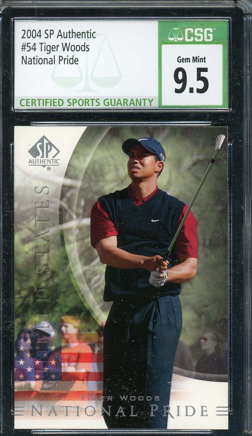 Tiger Woods 2004 SP Authentic National Pride Golf Card #54 Graded CSG 9.5-Powers Sports Memorabilia