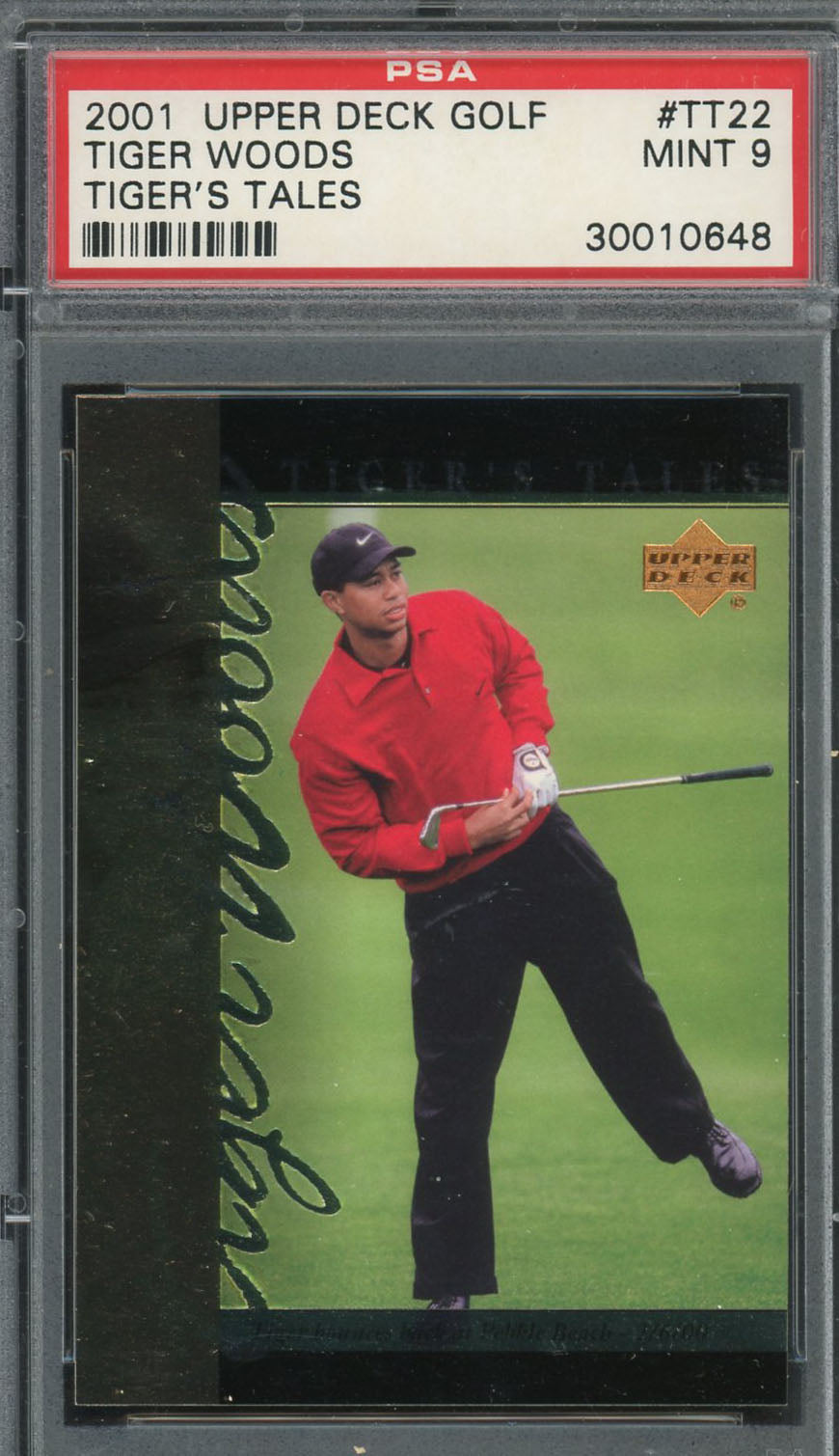 Tiger Woods 2001 Upper Deck Tiger's Tales Golf Card #TT22 Graded PSA 9 MINT-Powers Sports Memorabilia