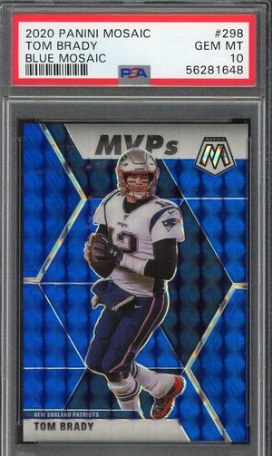 Tom Brady 2020 Panini Blue Mosaic Football Card #298 Graded PSA 10 /99-Powers Sports Memorabilia