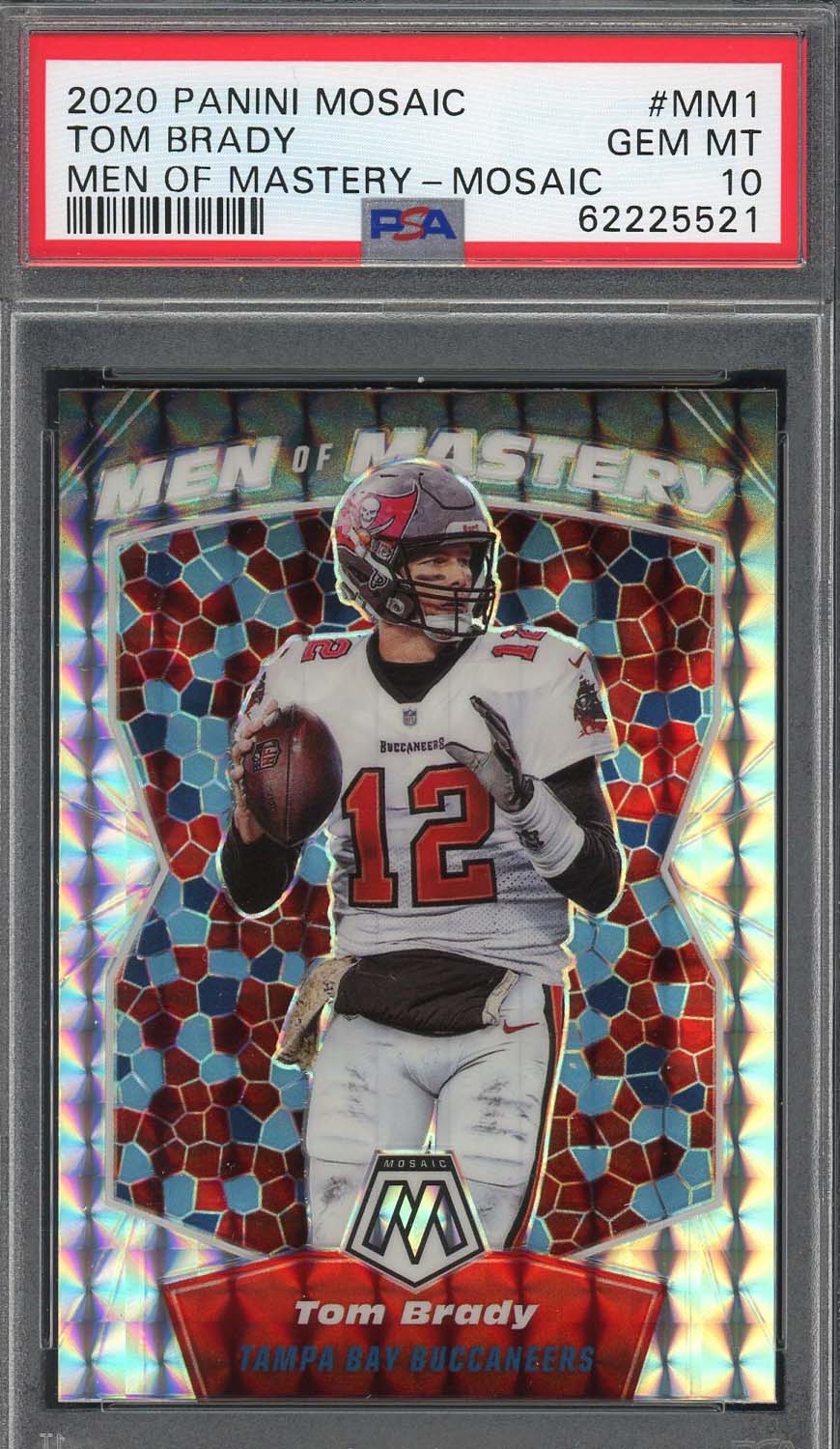 Tom Brady 2020 Panini Mosaic Men of Mastery Silver Prizm Card #MM1 PSA