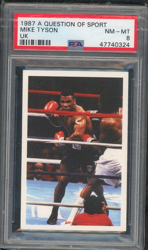 Mike Tyson 1987 A Question of Sport UK Boxing Rookie Card RC Graded PSA 8-Powers Sports Memorabilia