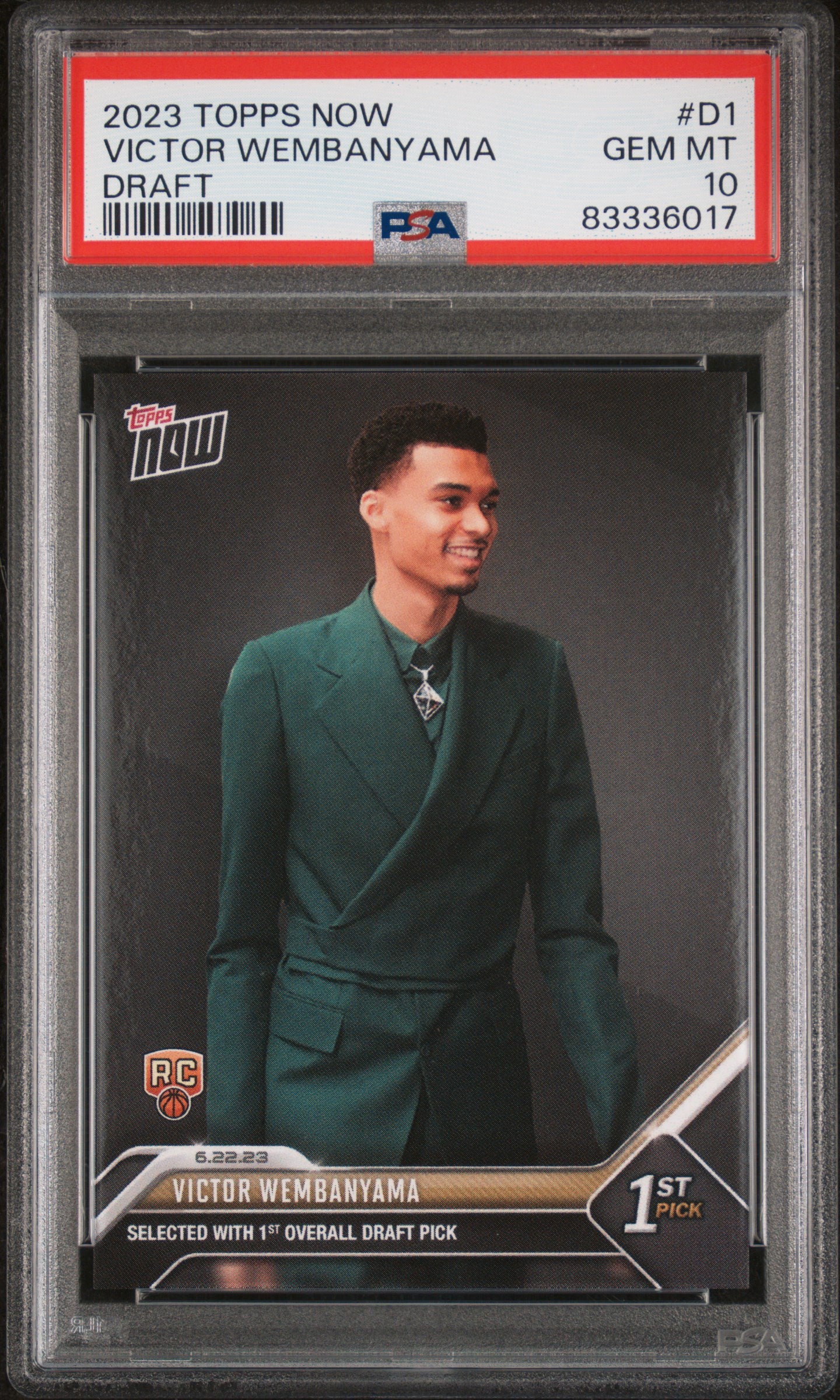 Victor Wembanyama 2023 Topps Now Draft Basketball Rookie Card #D1 Graded  PSA 10