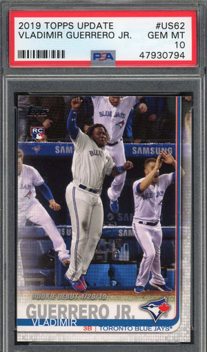 Vladimir Guerrero Jr 2019 Topps Update Baseball Rookie Card RC #US62 Graded PSA 10 GEM MINT-Powers Sports Memorabilia