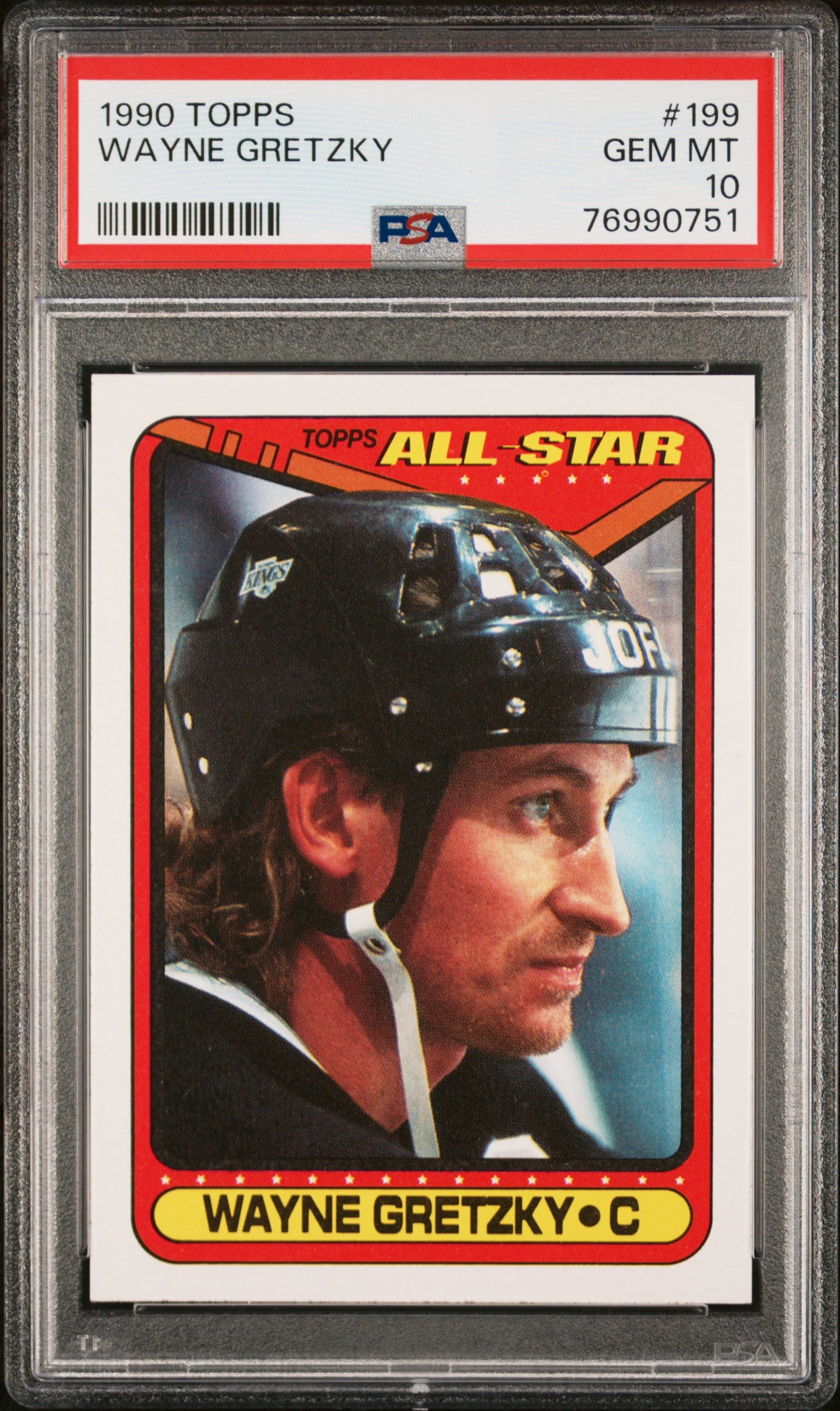Wayne Gretzky 1990 Topps Hockey Card #199 Graded PSA 10
