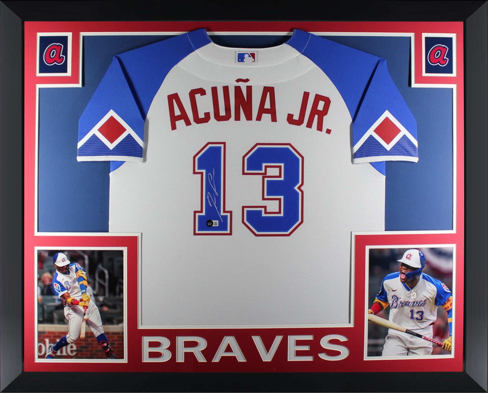 Ronald Acuna Jr Autographed Atlanta Braves Nike City Connect Signed Baseball Framed Jersey Beckett COA-Powers Sports Memorabilia