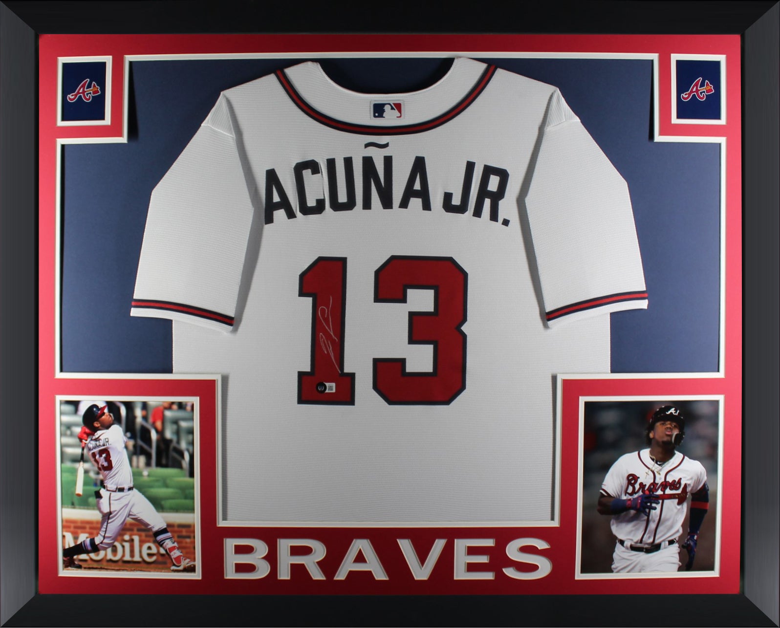 Ronald Acuna Jr Autographed Atlanta Braves Nike Signed Baseball Framed Jersey Beckett COA-Powers Sports Memorabilia