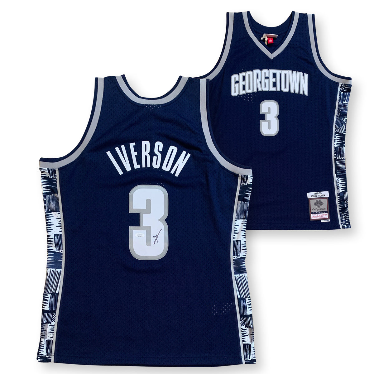 Allen Iverson Georgetown Hoyas Autographed Black Mitchell & Ness