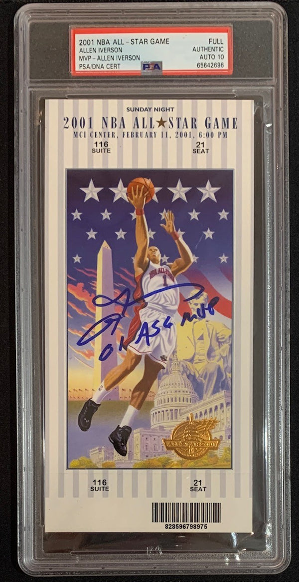 Allen Iverson 2001 NBA All Star Game Basketball TICKET Signed Auto  Inscription