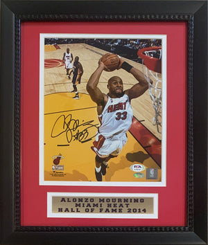 Alonzo Mourning Autographed Miami Signed Basketball 8x10 Framed Photo PSA DNA COA-Powers Sports Memorabilia