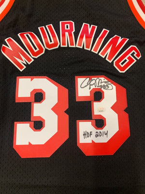 Alonzo Mourning Autographed Miami Heat Signed Mitchell & Ness Swingman Basketball Jersey Hall of Fame HOF 2014 JSA COA-Powers Sports Memorabilia