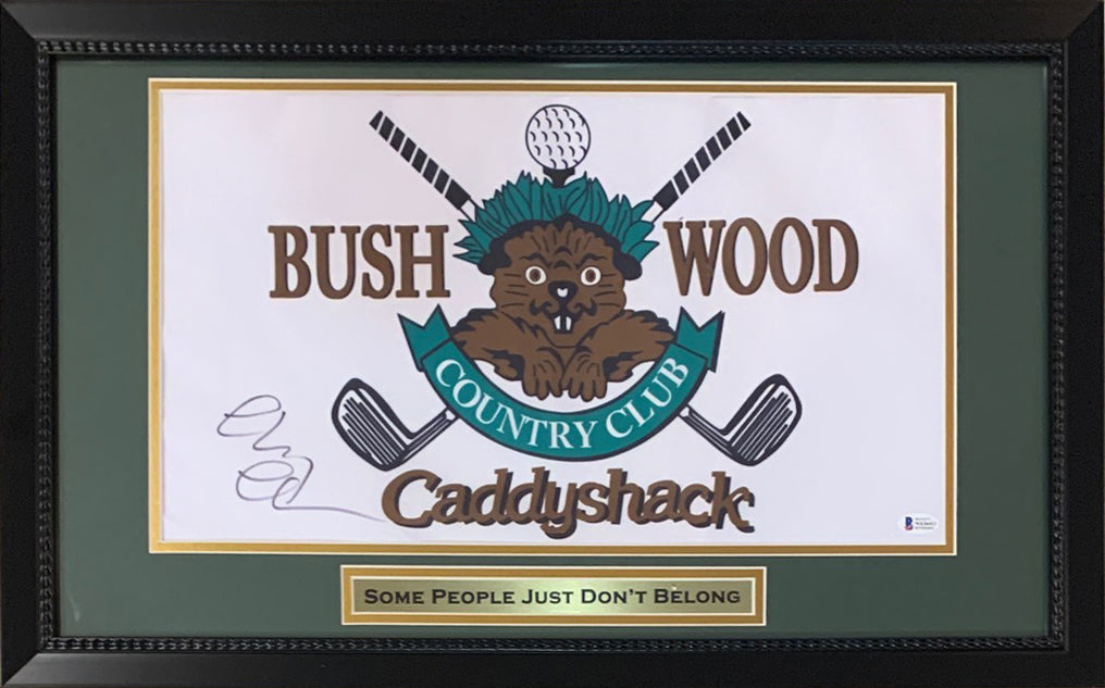 Chevy Chase Autographed Caddyshack Bushwood Signed Framed Golf Flag Beckett COA-Powers Sports Memorabilia