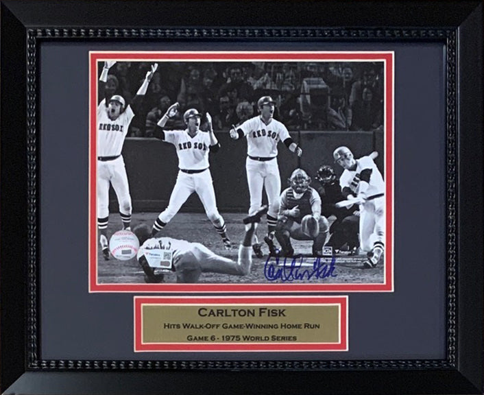 Carlton Fisk Autographed Boston Red Sox 1975 World Series Game 6 Home Run Signed 8x10 Framed Baseball Photo Fanatics Authentic COA-Powers Sports Memorabilia