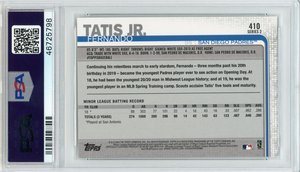 Fernando Tatis Jr 2019 Topps Baseball Rookie Card RC #410 Graded PSA 9 MINT-Powers Sports Memorabilia