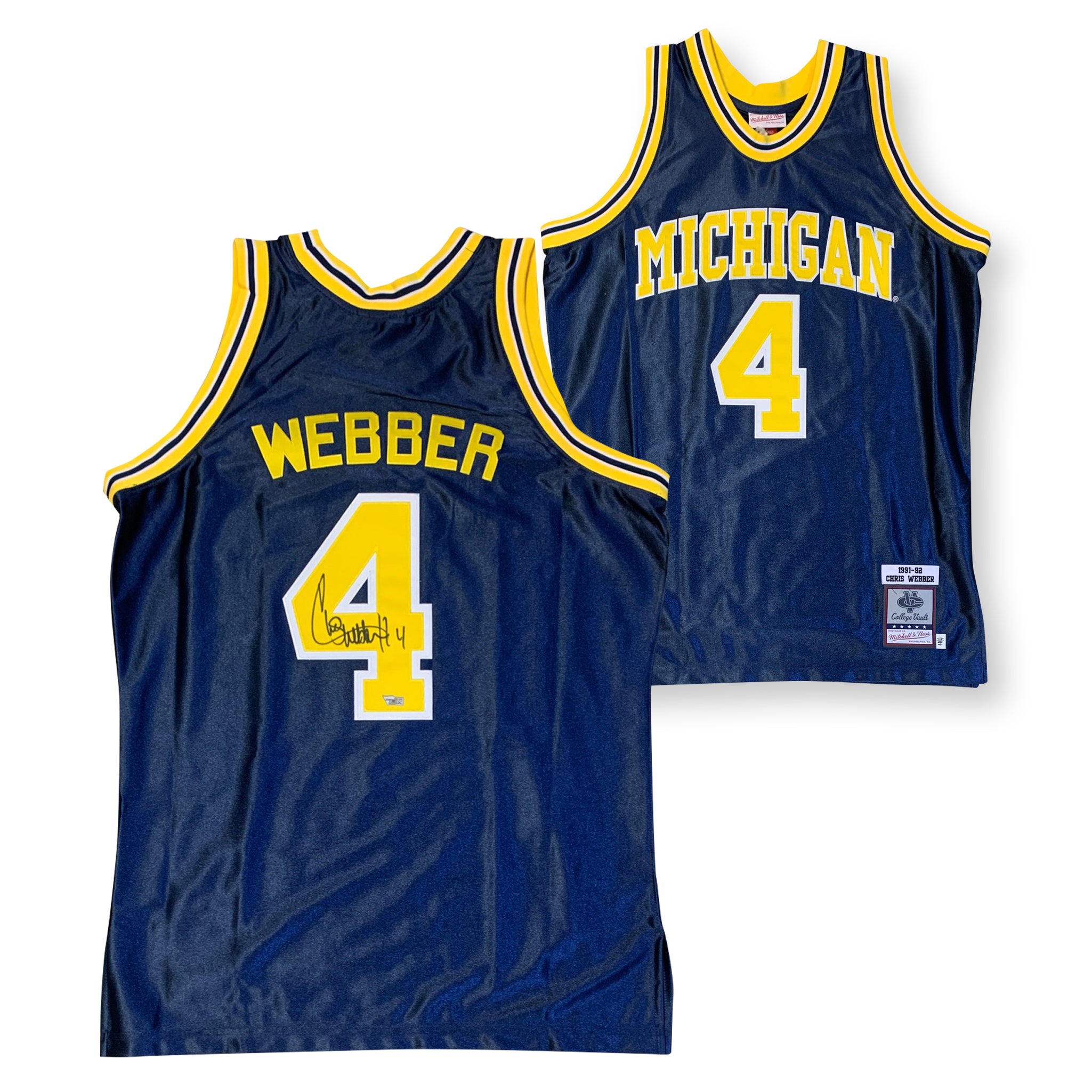 Men's Mitchell & Ness Chris Webber Navy/Maize Michigan Wolverines Big &  Tall Player Tie-Dye Jersey