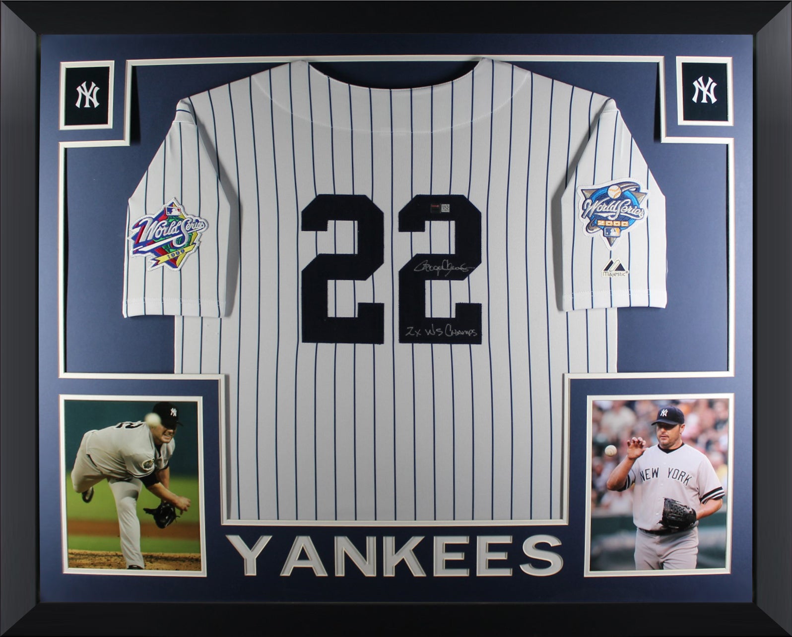 Roger Clemens Autographed New York Yankees Signed Majestic Baseball Framed Jersey 2 x World Series Champs TRISTAR COA-Powers Sports Memorabilia
