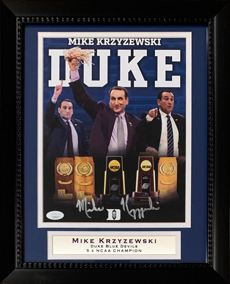 Mike Krzyzewski Autographed Duke Blue Devils Coach K Signed Basketball 8x10  Framed Photo JSA COA 2