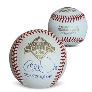 Cole Hamels Autographed 2008 World Series MVP Signed Baseball Beckett COA With UV Display Case-Powers Sports Memorabilia