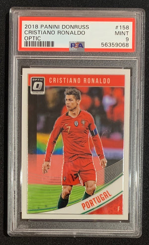Cristiano Ronaldo 2018 Panini Donruss Optic Soccer Card #158 Graded PSA 9-Powers Sports Memorabilia