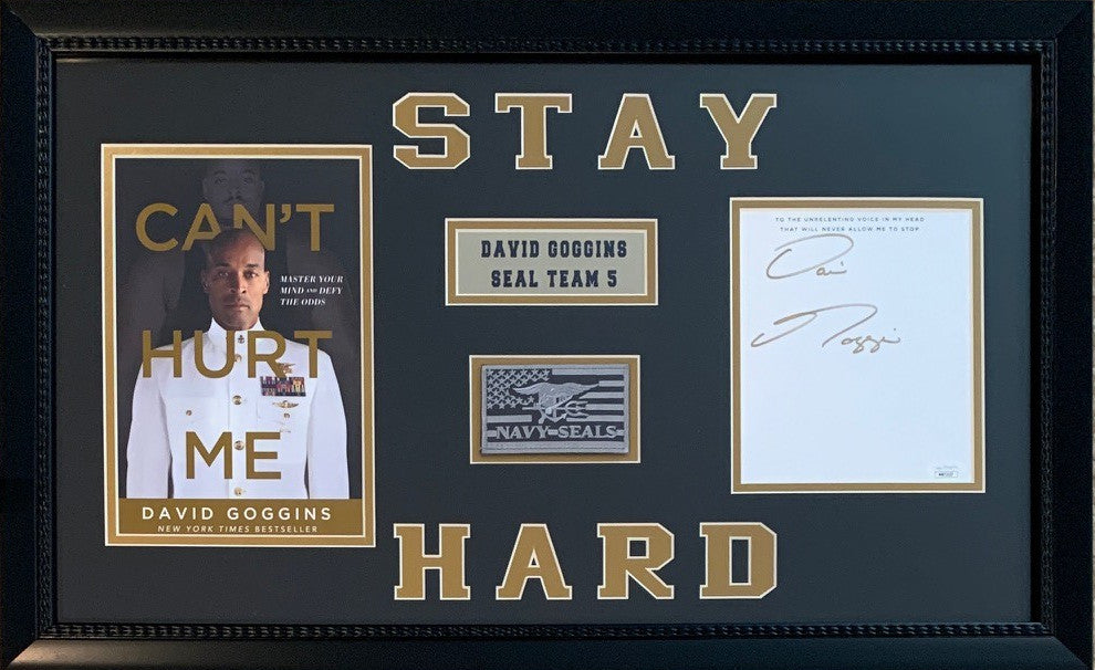 David Goggins Autographed Can't Hurt Me Navy Seal Signed Book Framed 16x26 Display JSA COA-Powers Sports Memorabilia