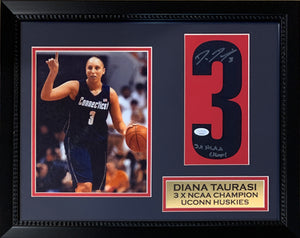 Diana Taurasi Autographed UCONN Connecticut Huskies Basketball Signed Jersey Photo Framed 16x20 Display JSA COA-Powers Sports Memorabilia