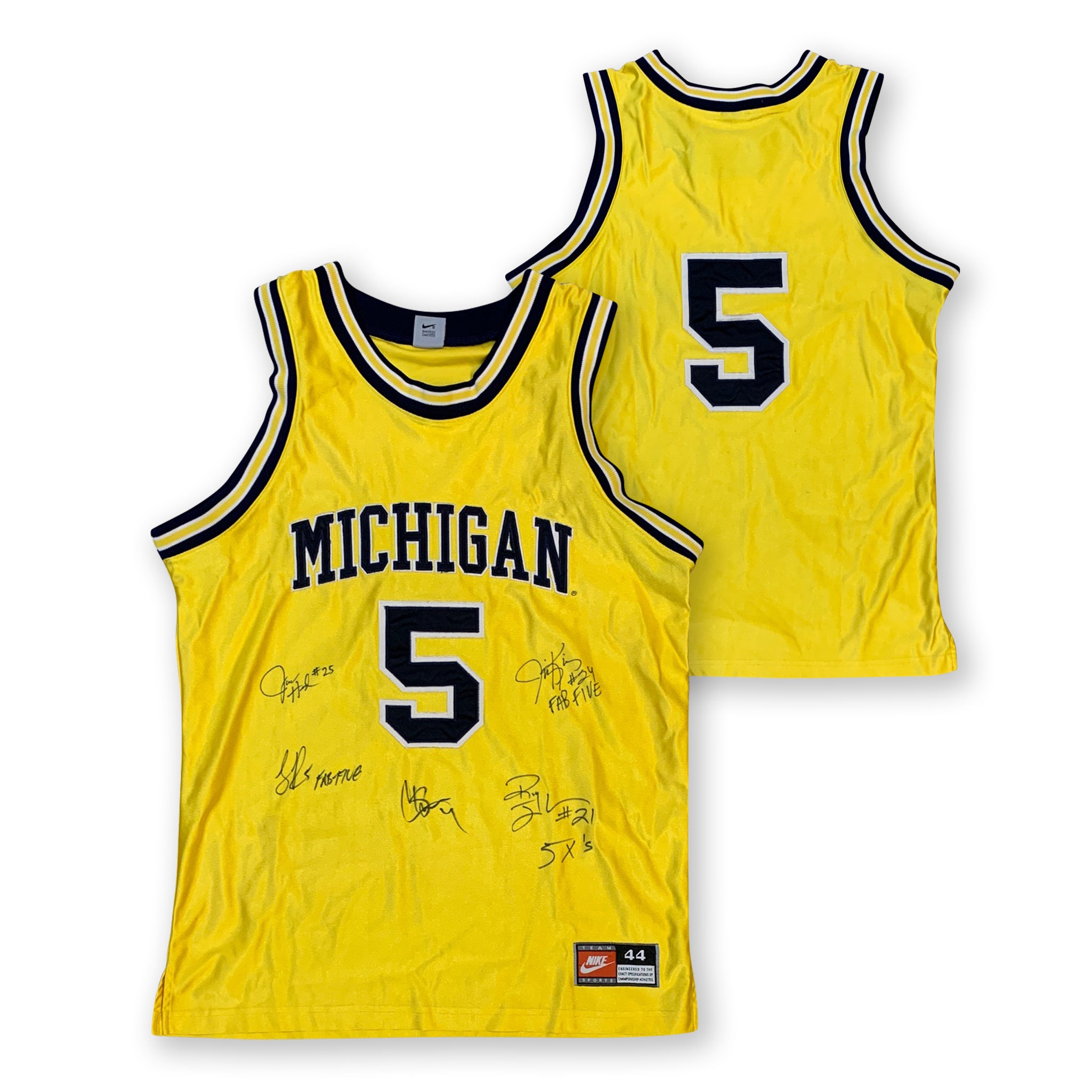 Fab 5 Michigan Wolverines Autographed Nike Signed Basketball