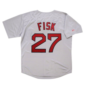Carlton Fisk Autographed Gray Baseball Stat Jersey with JSA COA
