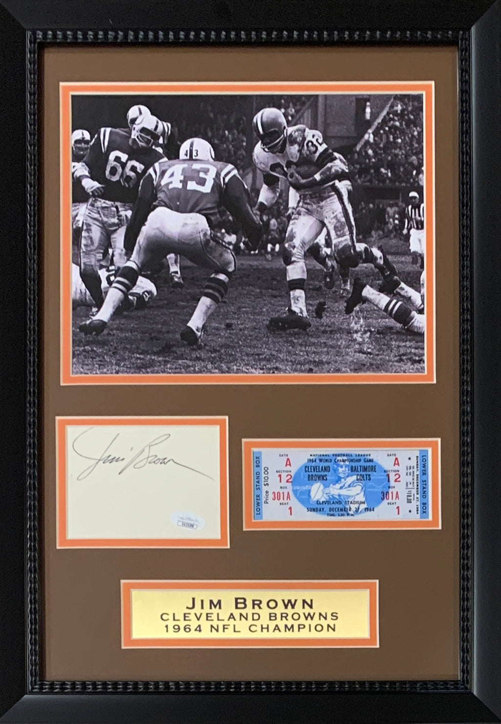 Jim Brown Autographed Signed Framed Cleveland Browns Jersey 