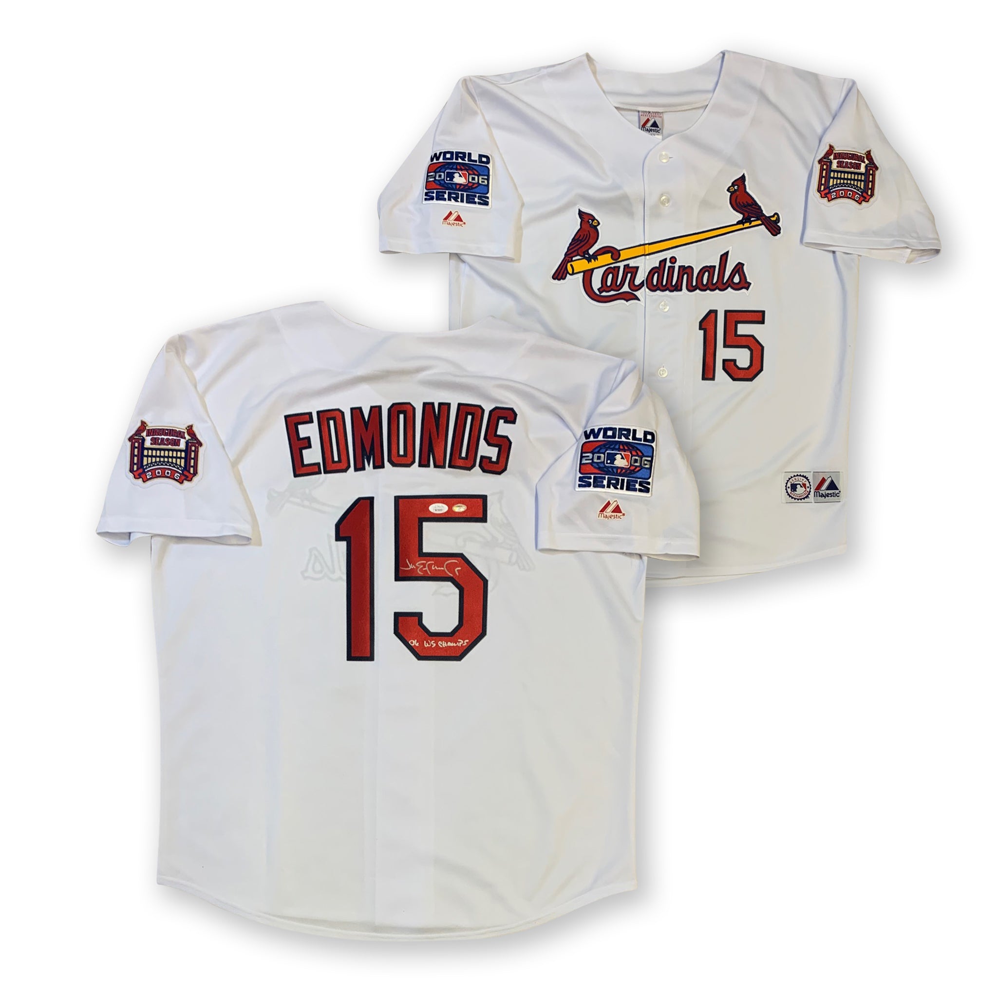 Jim Edmonds Autographed St Louis Cardinals Signed Majestic 2006 World