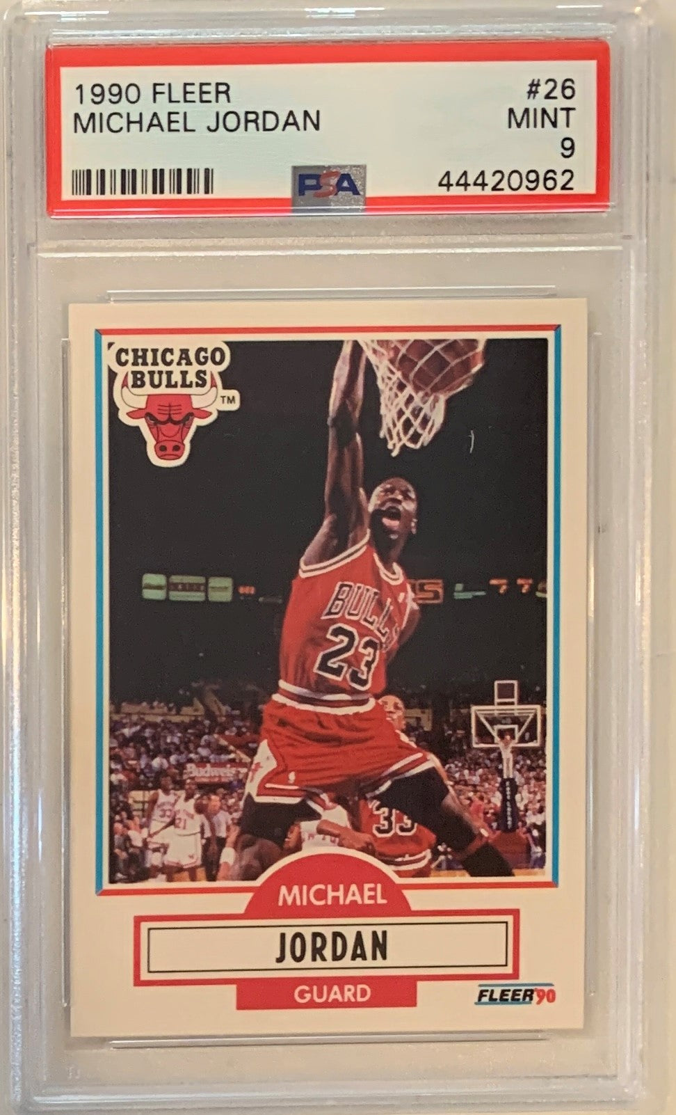 Michael Jordan 1990 Fleer Basketball Card #26 Graded PSA 9