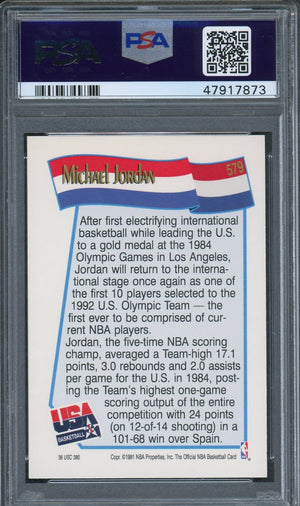 Michael Jordan Team USA Dream Team 1991 Hoops Basketball Card #579 Graded PSA 10 GEM MINT-Powers Sports Memorabilia